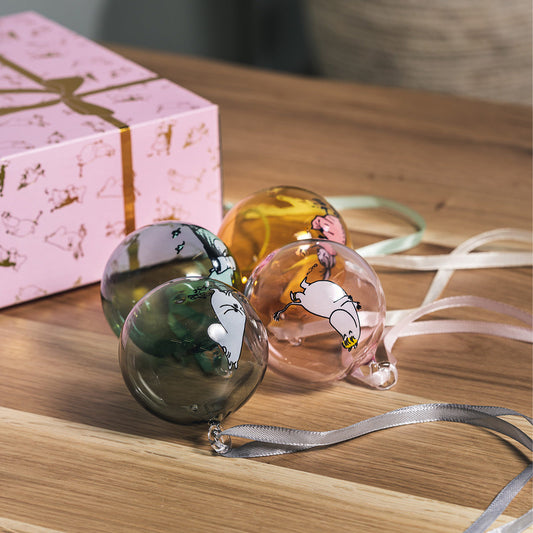 MOOMIN DECORATION BALLS - GLASS, SET OF 4