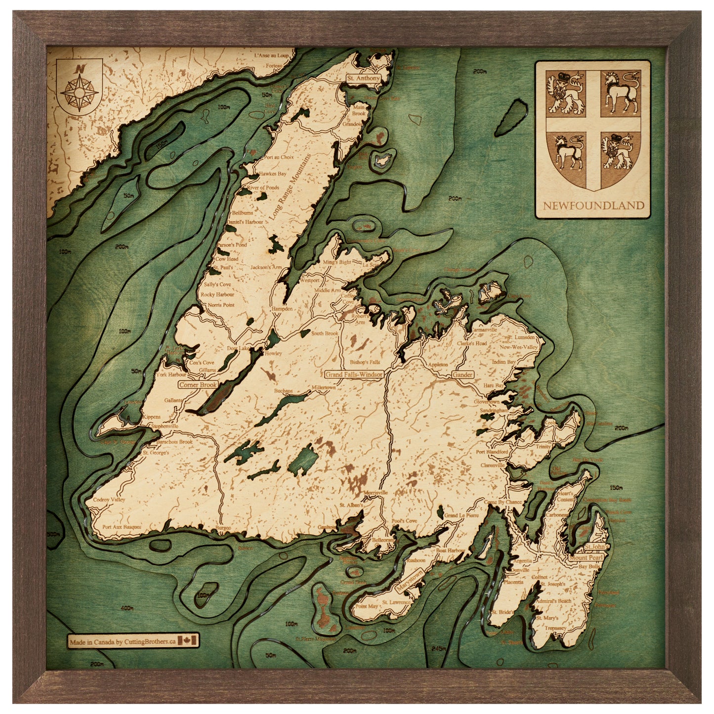 MAP, FRAMED - NEWFOUNDLAND