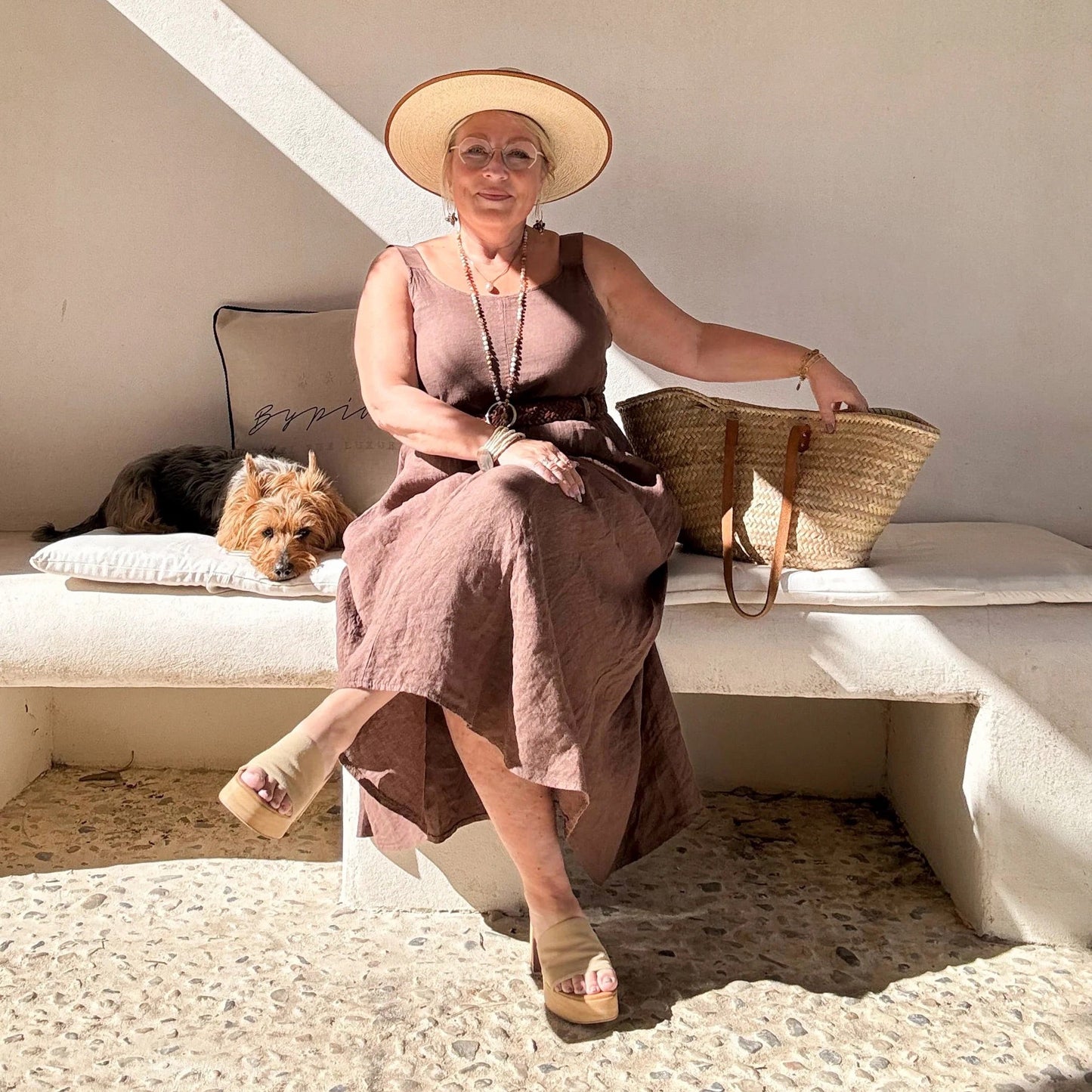DRESS LINEN, MADDALENA - COFFEE