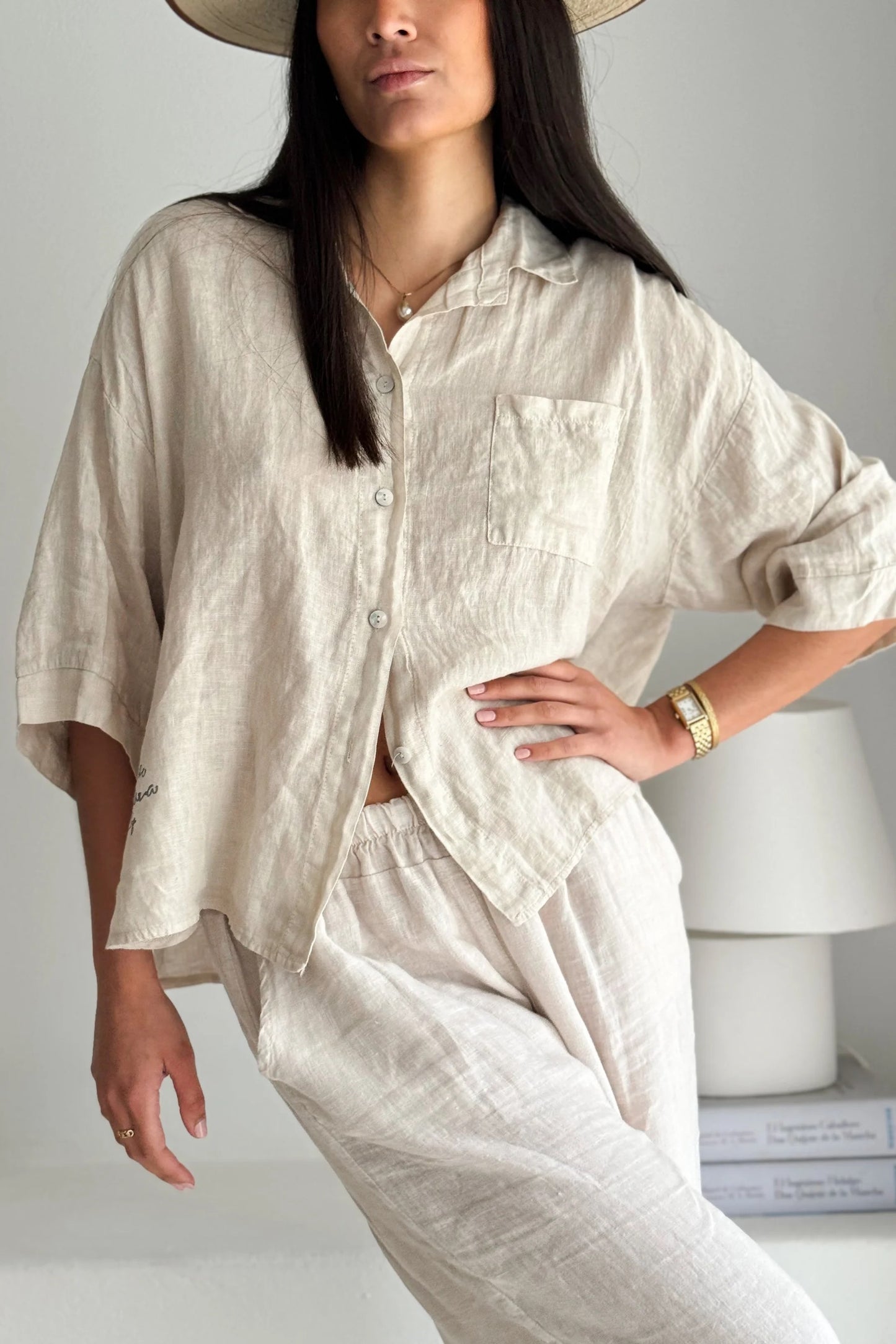 BLOUSE LINEN, SUNNY JUNE - SAND