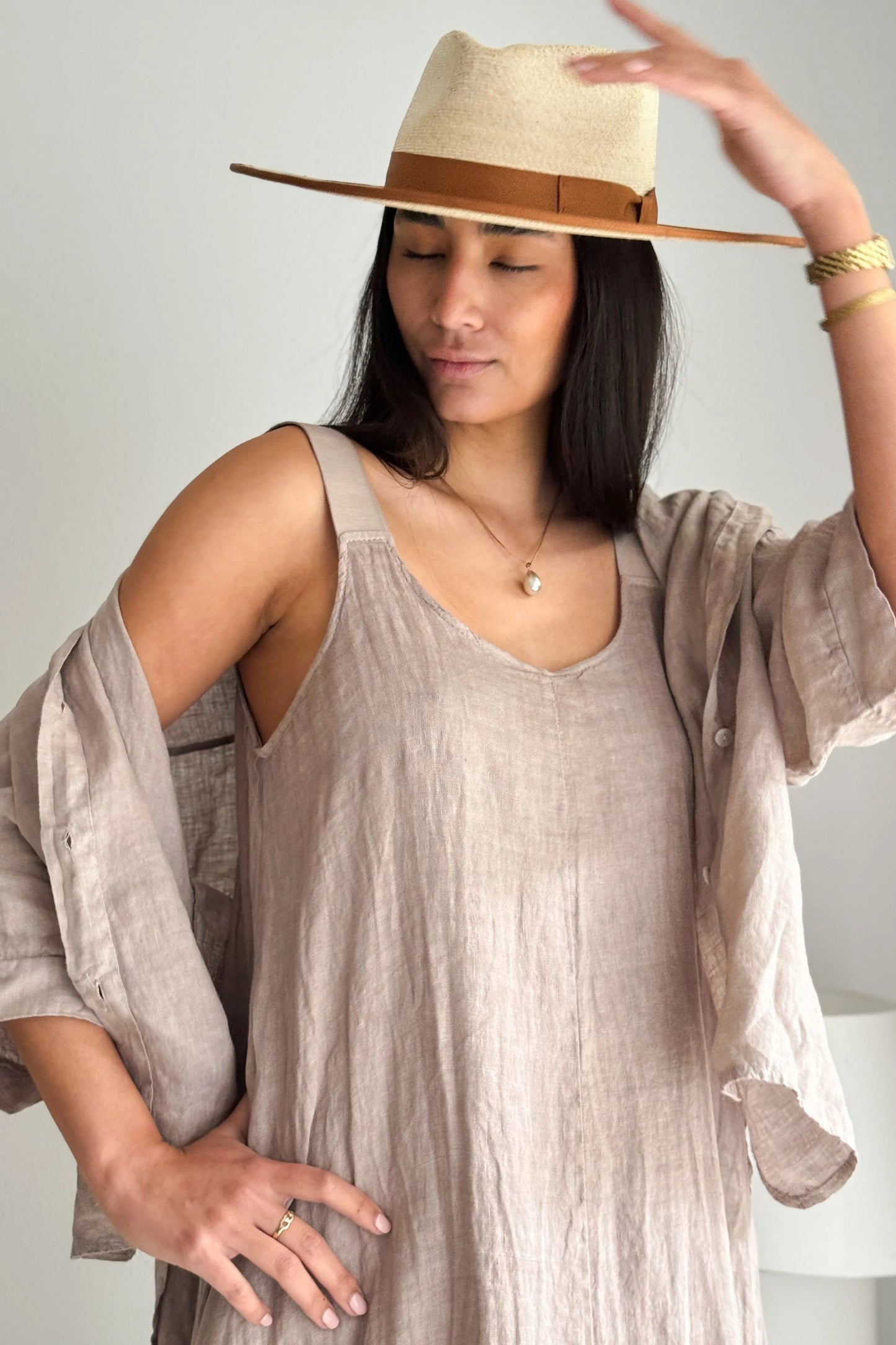 DRESS LINEN, MADDALENA - SILVERPINK