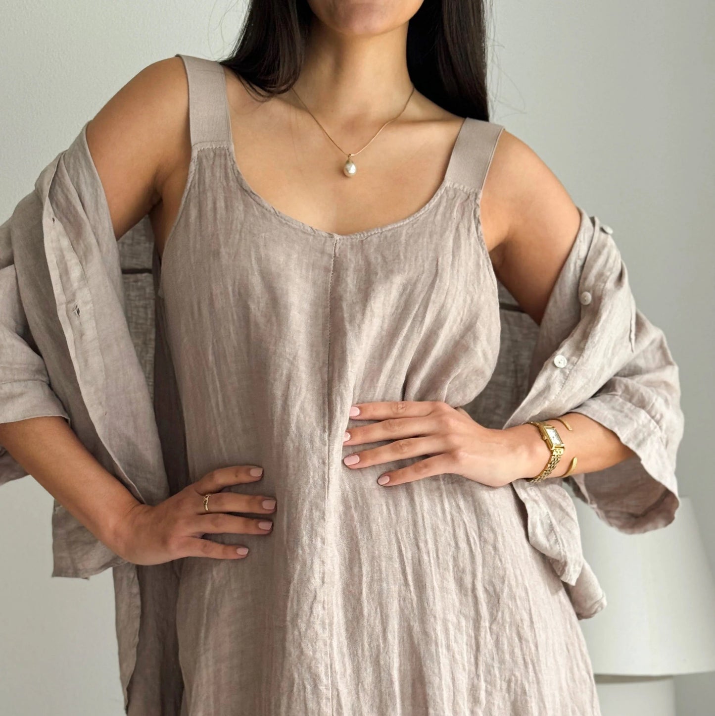 DRESS LINEN, MADDALENA - SILVERPINK