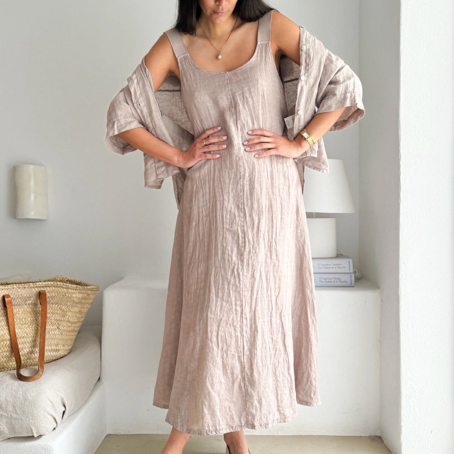 DRESS LINEN, MADDALENA - SILVERPINK