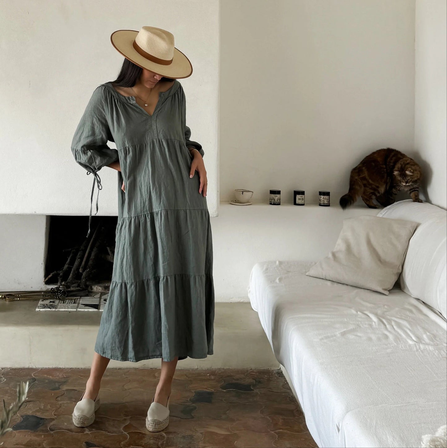 DRESS LINEN, SUMMER DAY - CAMO