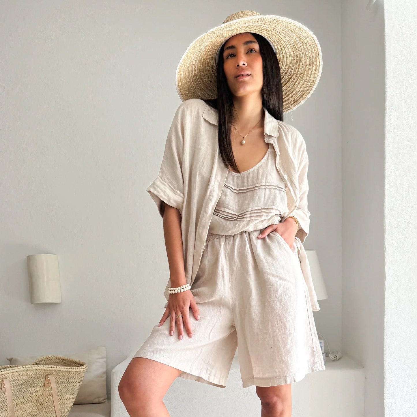 SHORTS LINEN, RIVIERA - SAND