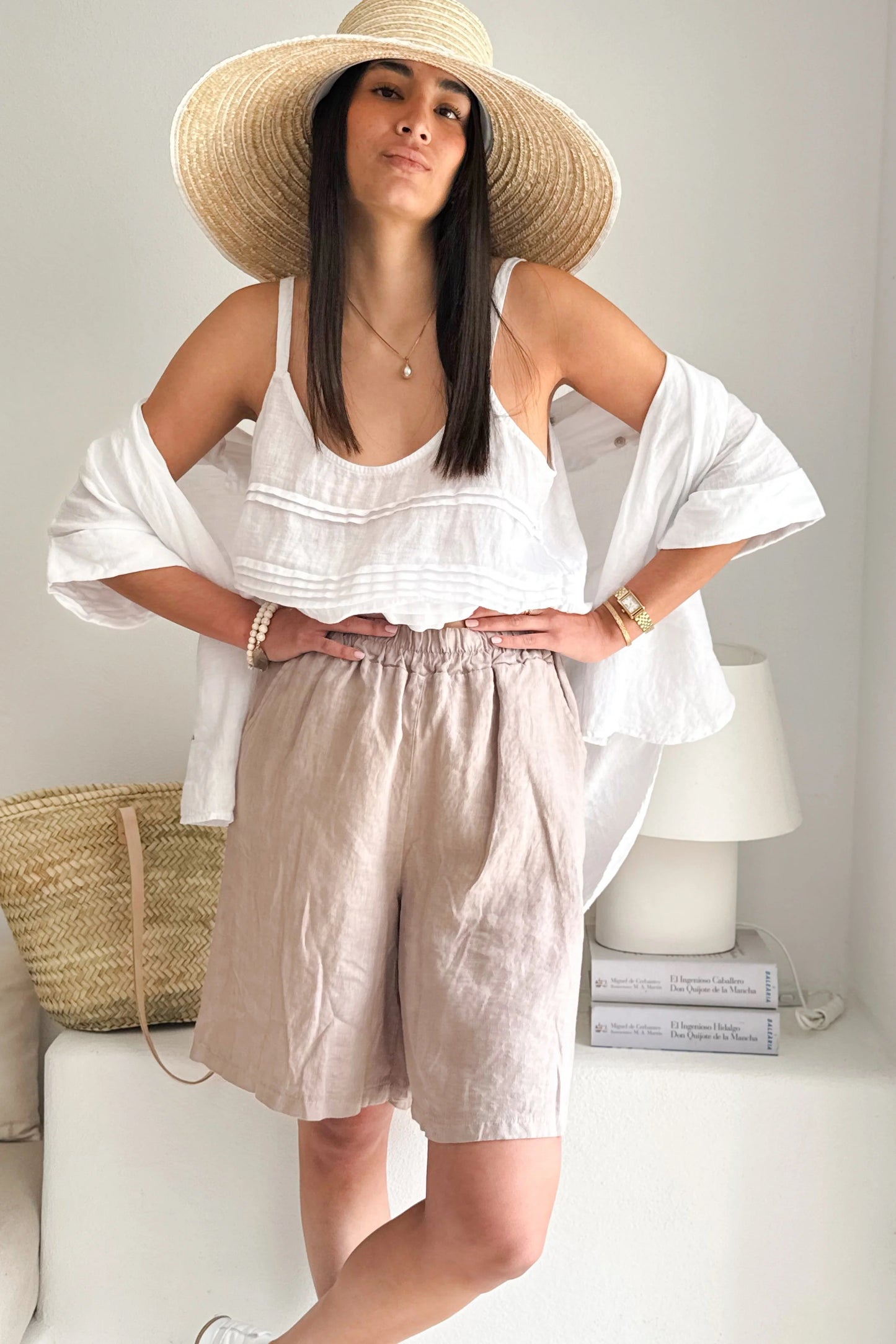 SHORTS LINEN, RIVIERA - SILVERPINK