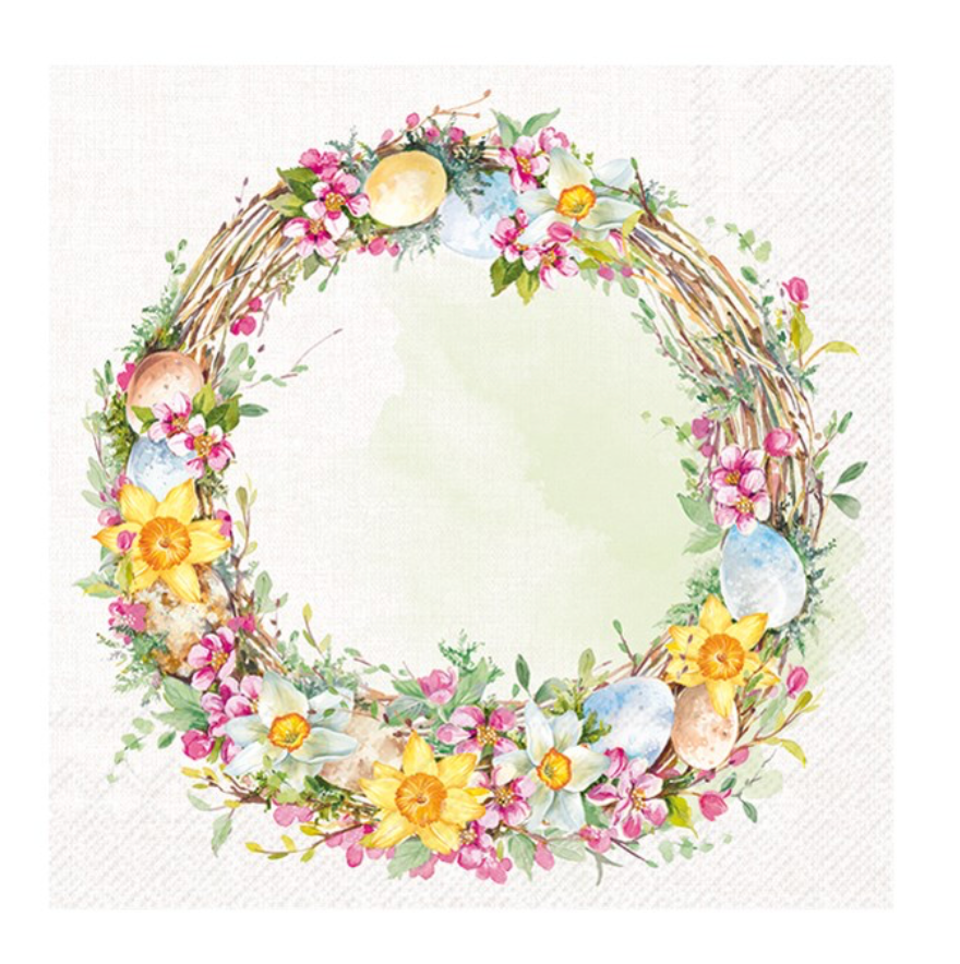NAPKINS, COCKTAIL - HAPPY EASTER WREATH
