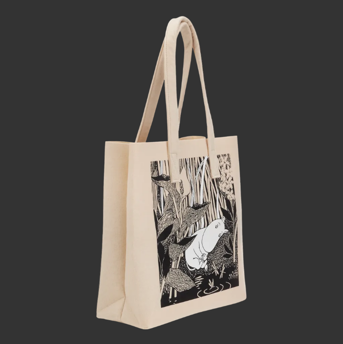 MOOMIN TOTE BAG - THE POND, BEIGE/BLACK