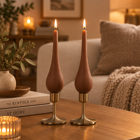 DANISH CANDLE, DROP SHAPE - BROWN