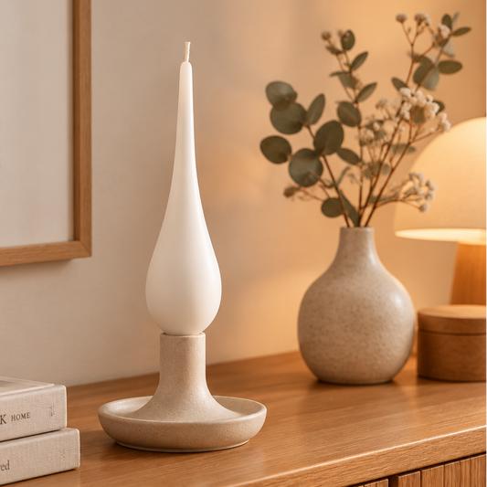 DANISH CANDLE, DROP SHAPE - WHITE