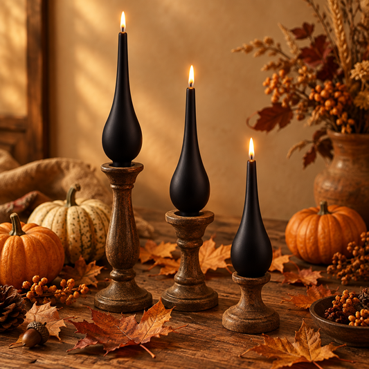 DANISH CANDLE, DROP SHAPE - BLACK