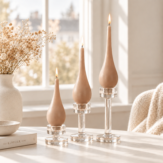 DANISH CANDLE, DROP SHAPE - SAND