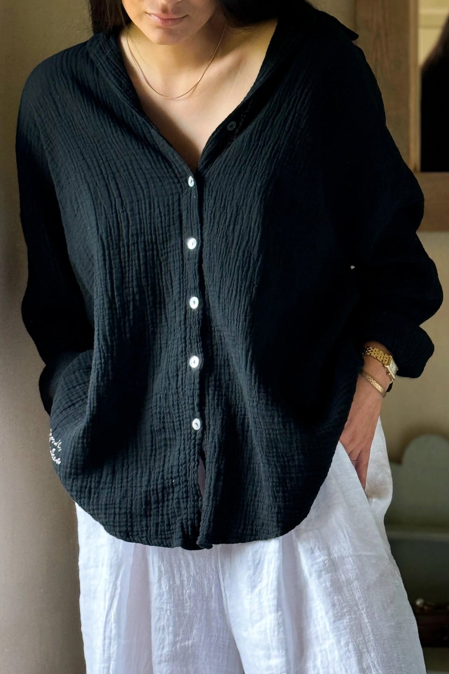SHIRT COTTON, SOFTNESS - BLACK
