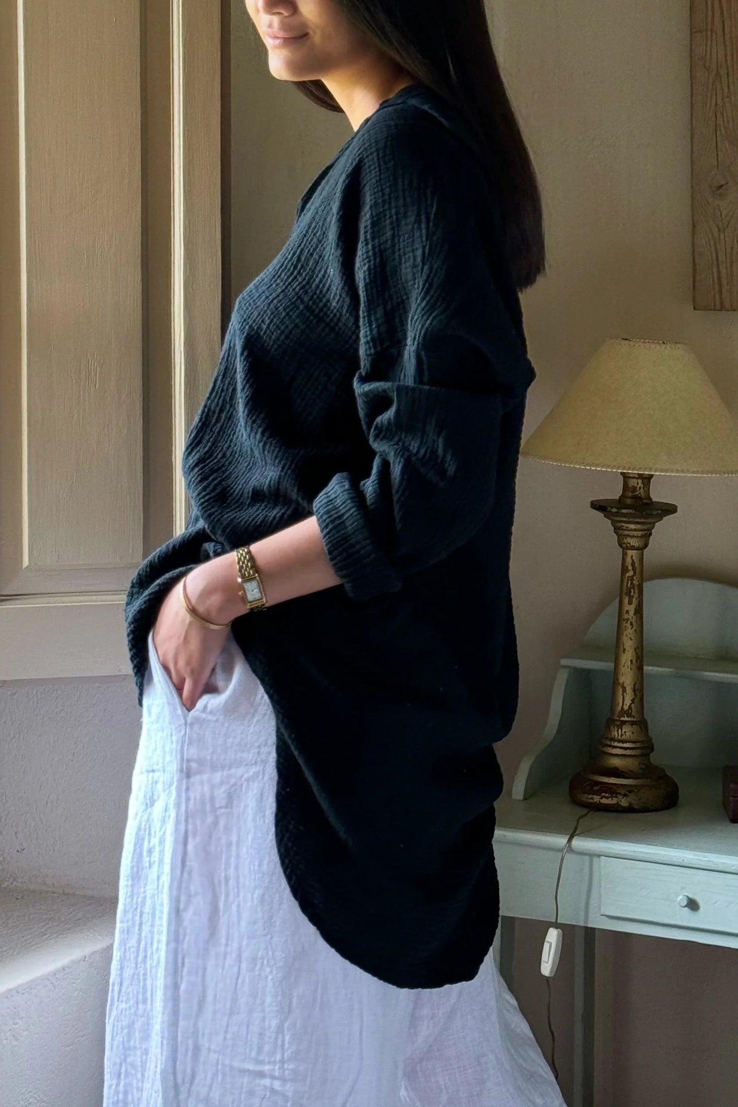 SHIRT COTTON, SOFTNESS - BLACK