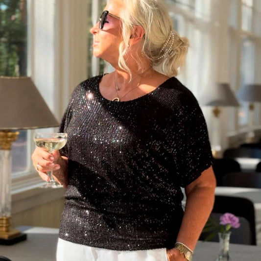 STARGAZER SHIRT W/SEQUIN - BLACK