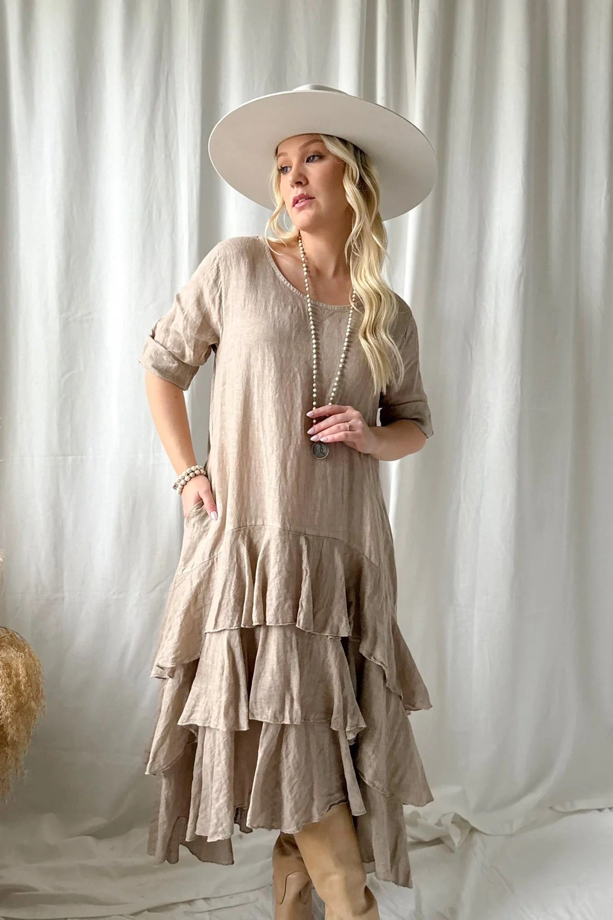 DRESS LINEN, TEMPERANCE - CASHMERE