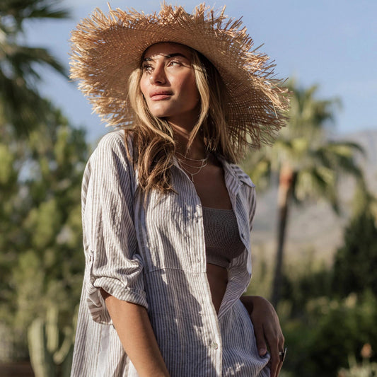 DRESS LINEN, VACATION - BEIGE STRIPE