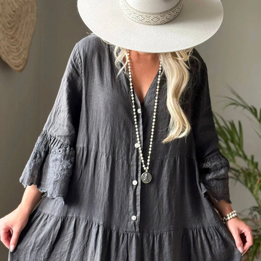 DRESS LINEN, VIONNE - SMOKE