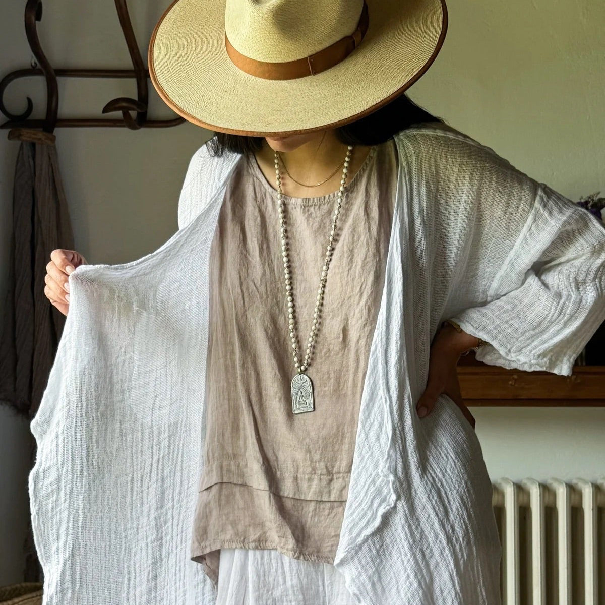TOP NOLA, LINEN - SILVERPINK