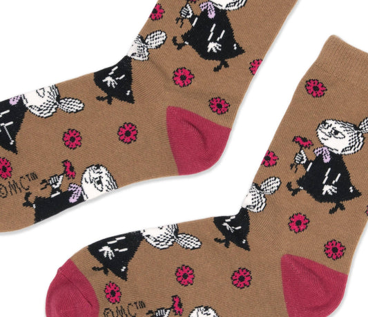 MOOMIN WOMEN'S SOCKS, LITTLE MY FLOWERS - BROWN
