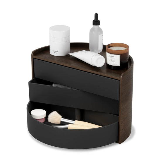 STORAGE BOX, MOONA - BLACK/WALNUT