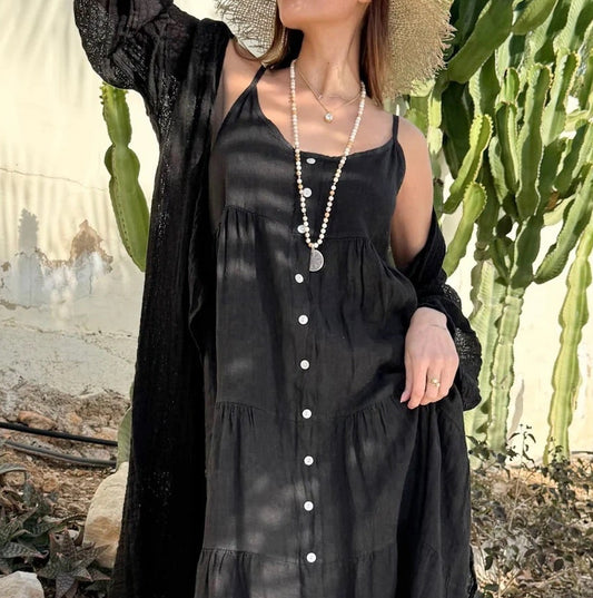 DRESS LINEN, BENISSA - BLACK