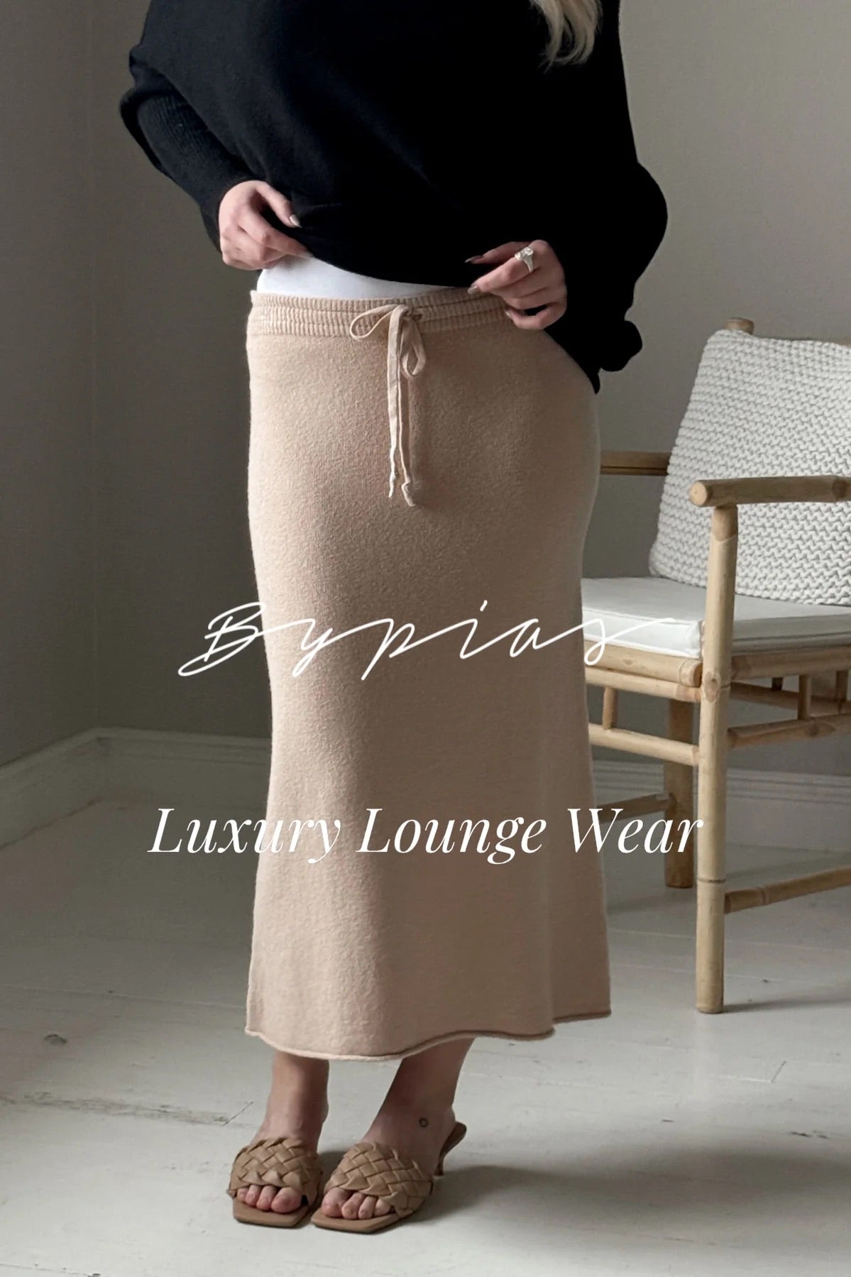 LOUNGE WEAR, SKIRT - BEIGE, KNIT