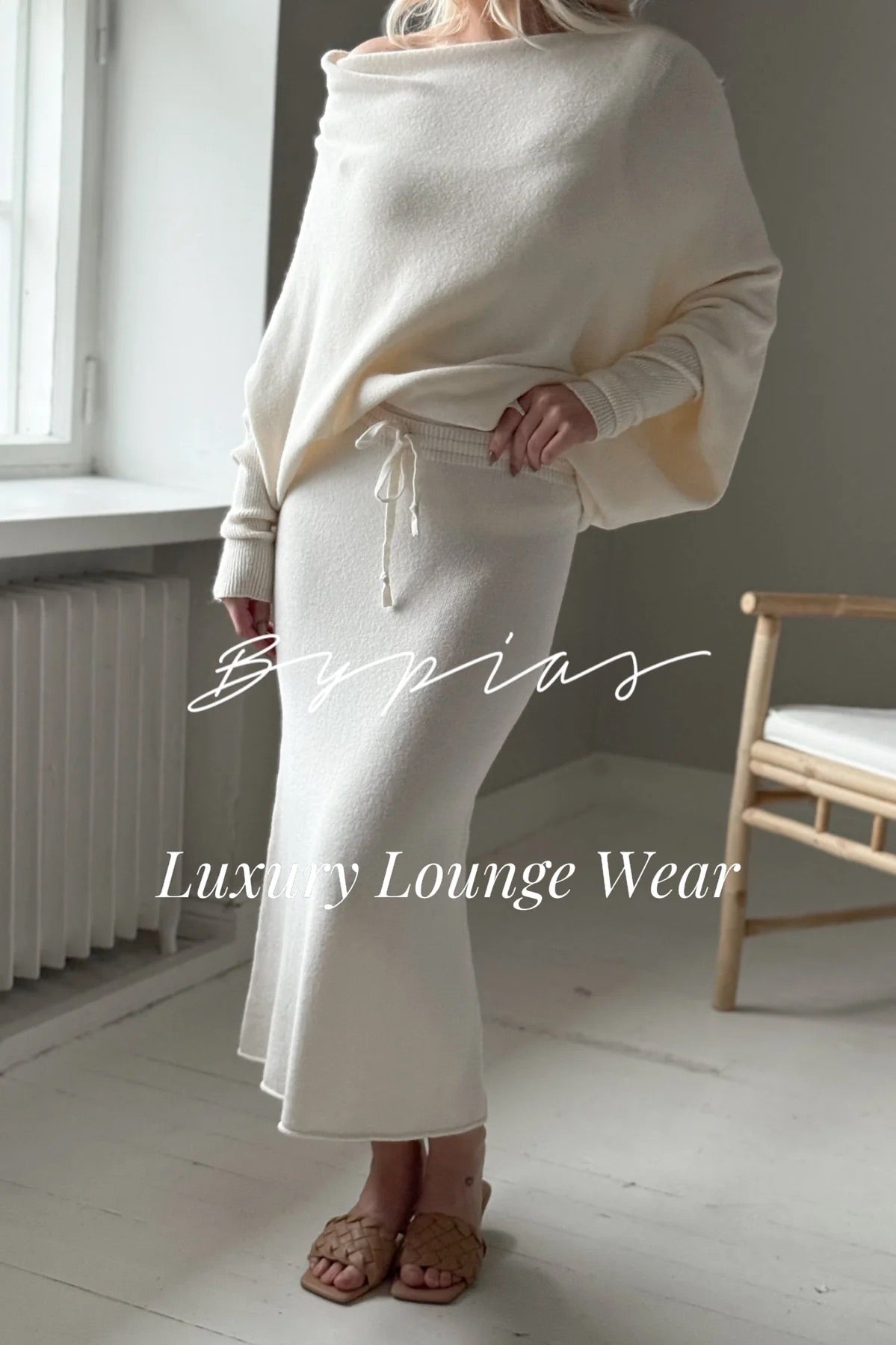 LOUNGE WEAR, SKIRT - OFF WHITE, KNIT
