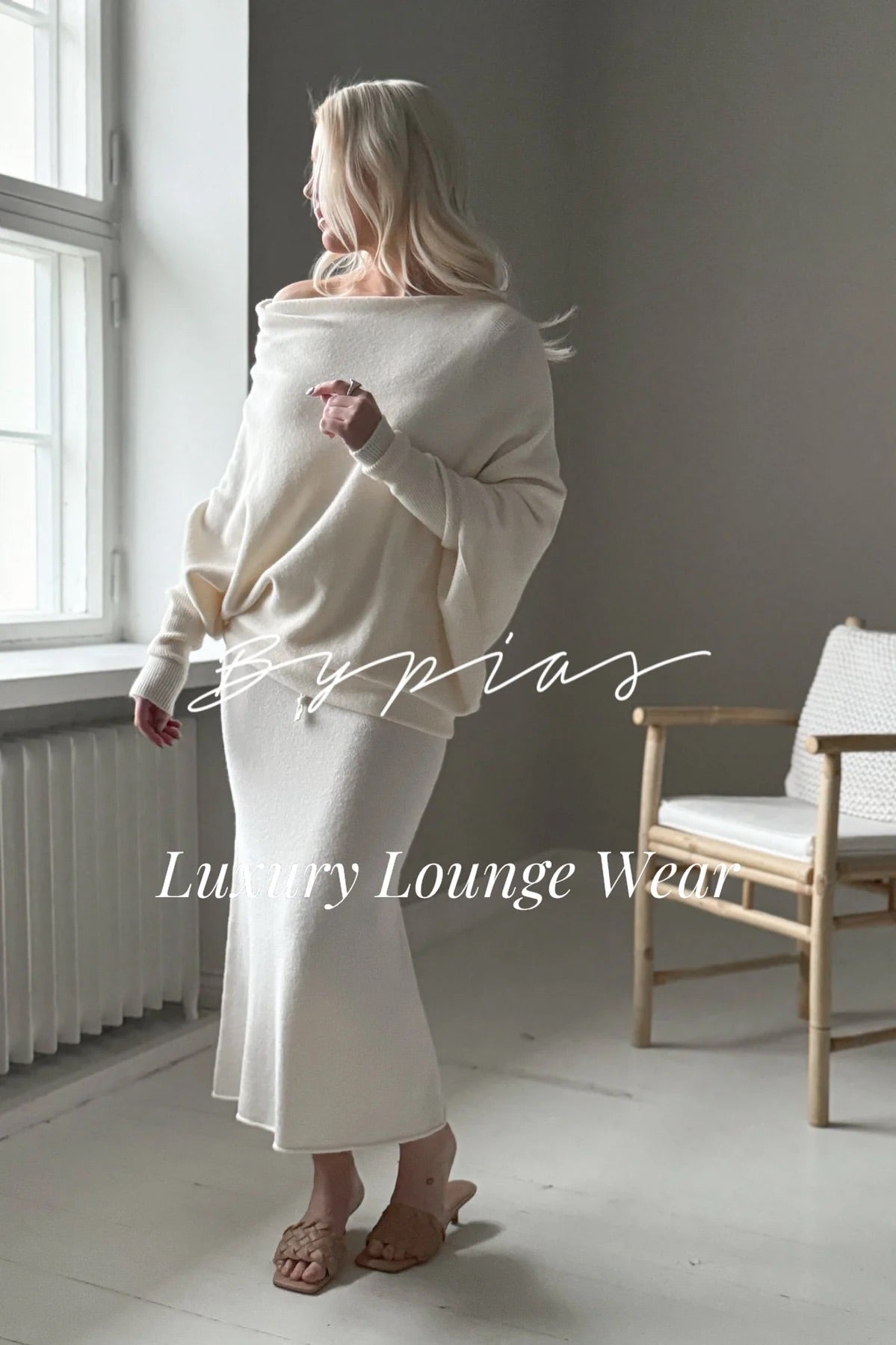 LOUNGE WEAR, SKIRT - OFF WHITE, KNIT