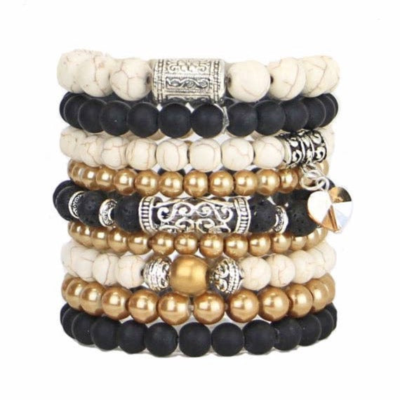 BRACELETS, SET of 9 - SABLE