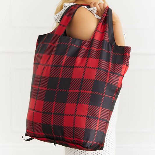 TOTE BAG, REUSABLE - BUFFALO PLAID