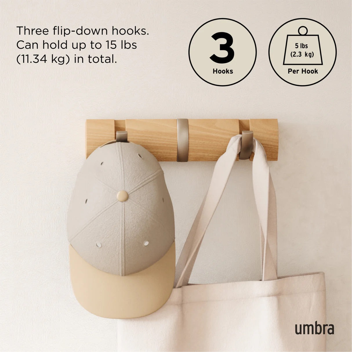 WALL MOUNTED HOOK - NATURAL