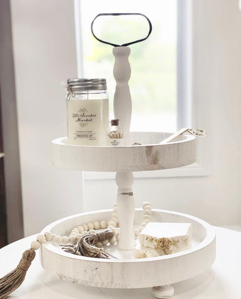2-TIER DECORATIVE TRAY - WHITE