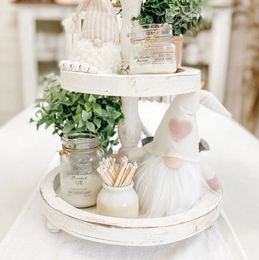 2-TIER DECORATIVE TRAY - WHITE