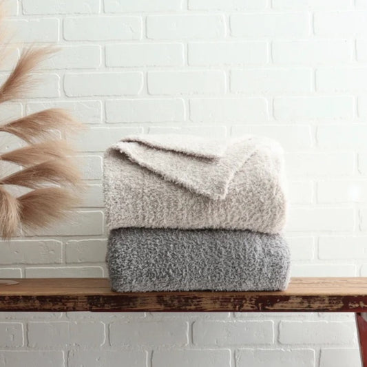 THROW, LUXE WOVEN KNITTED - CREAM