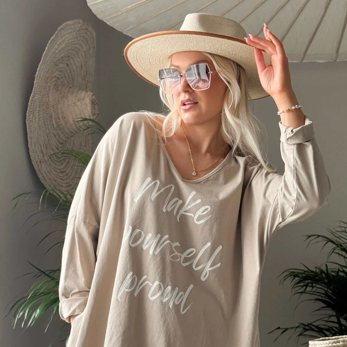 T-SHIRT (LONG SLEEVE), MAKE YOURSELF PROUD - CASHMERE