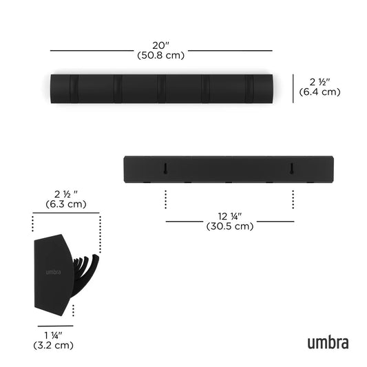 WALL MOUNTED HOOK (FLIP 5) - BLACK
