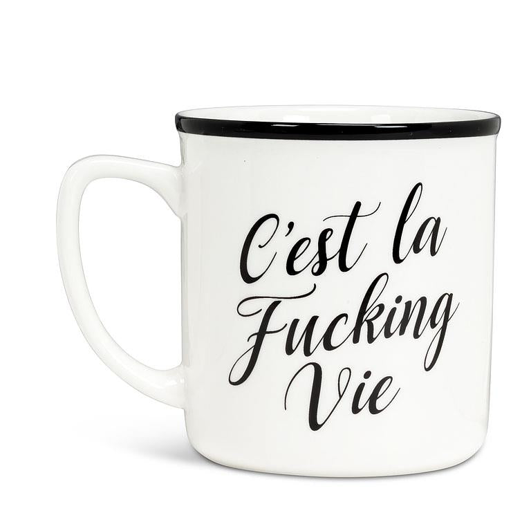 MUG W/TEXT - C'EST LA VIE. 4"H