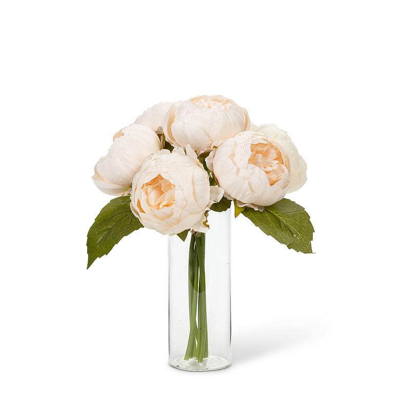 PEONY BOUQUET - IVORY, 10"H