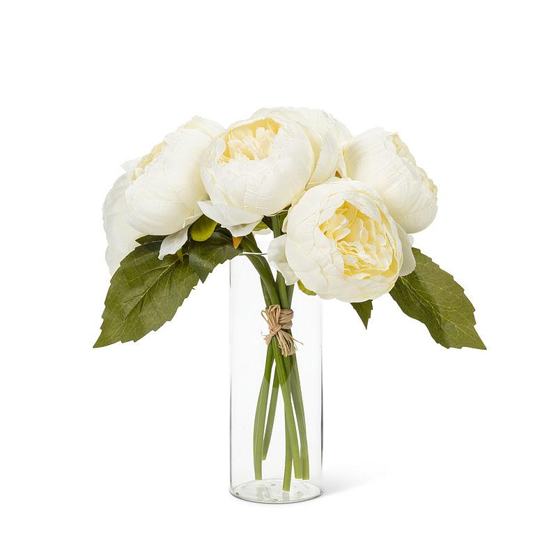 PEONY BOUQUET - WHITE, 10"H