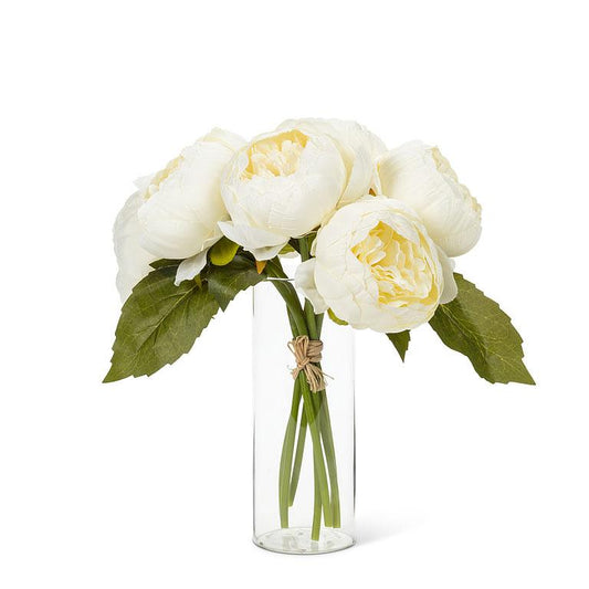 PEONY BOUQUET - WHITE, 10"H
