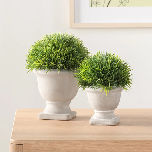 DECORATION, FAUX POTTED GRASS TOPIARY