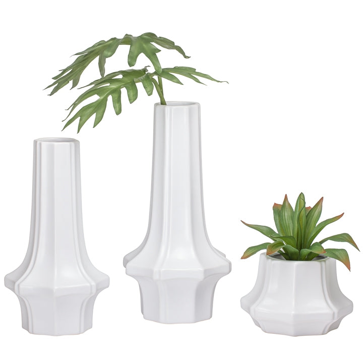VASE, CERAMIC - WHITE