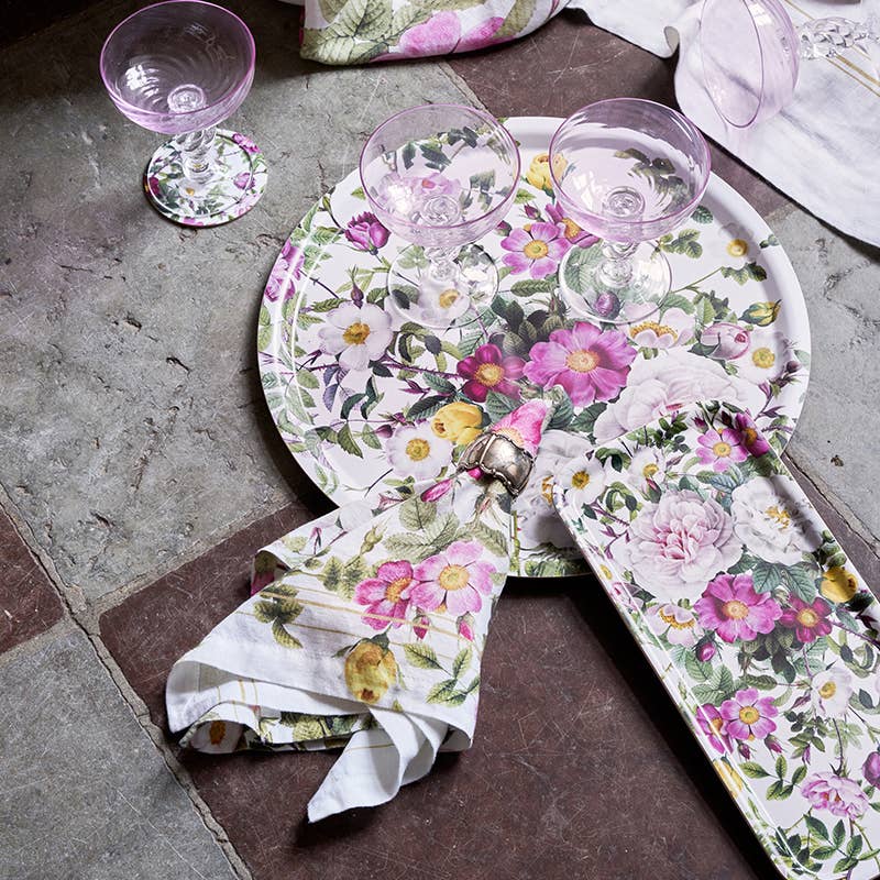 TRAY - ROSE FLOWER GARDEN. BIRCH