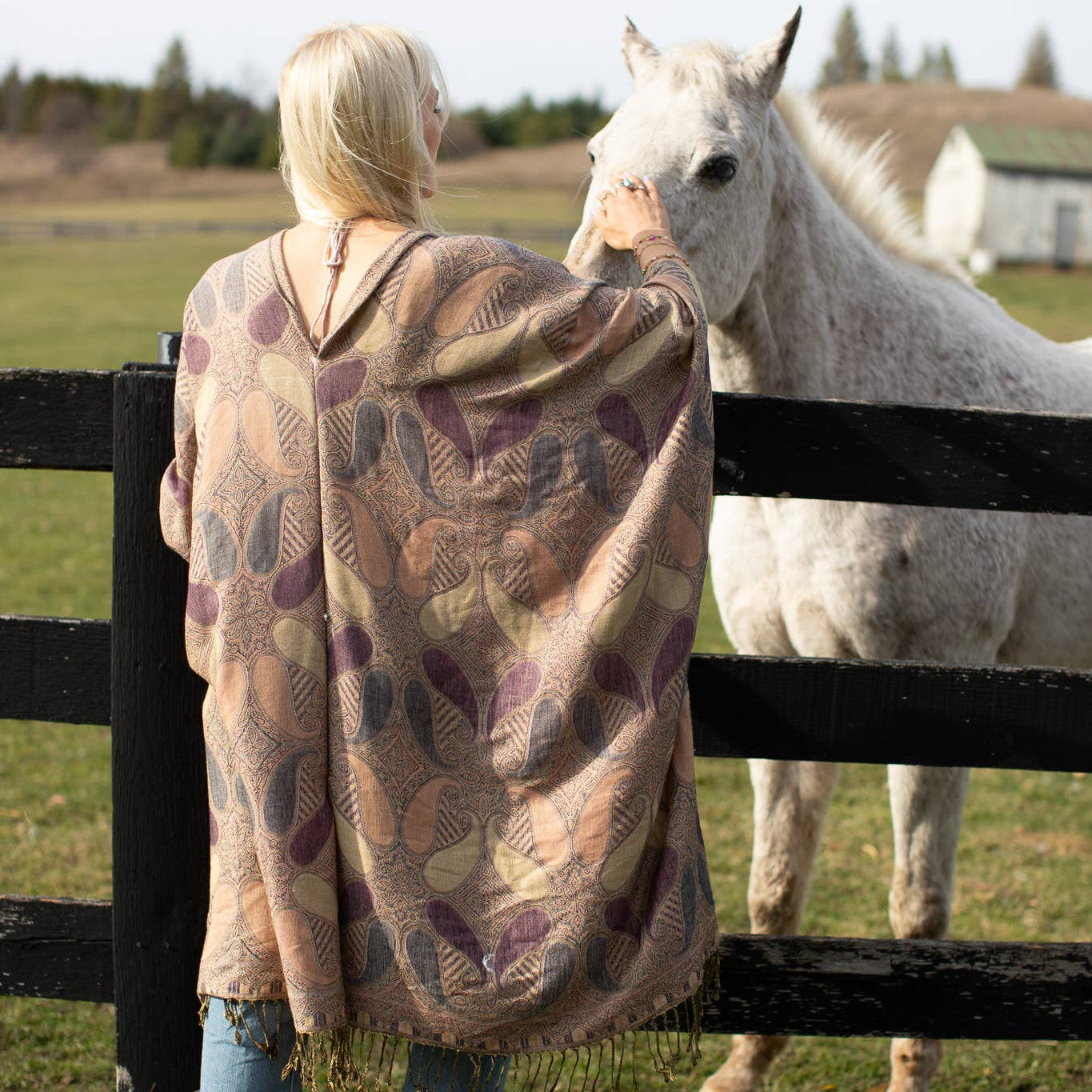 KIMONO, PATCHWORK PAISLEY - MAUVE BEIGE