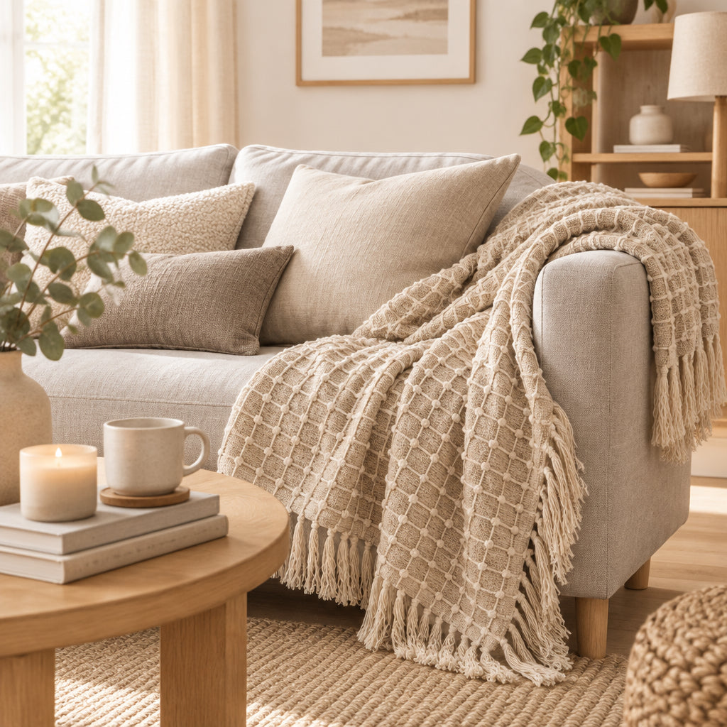 THROW - TAUPE & CREAM