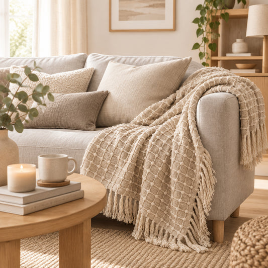 THROW - TAUPE & CREAM