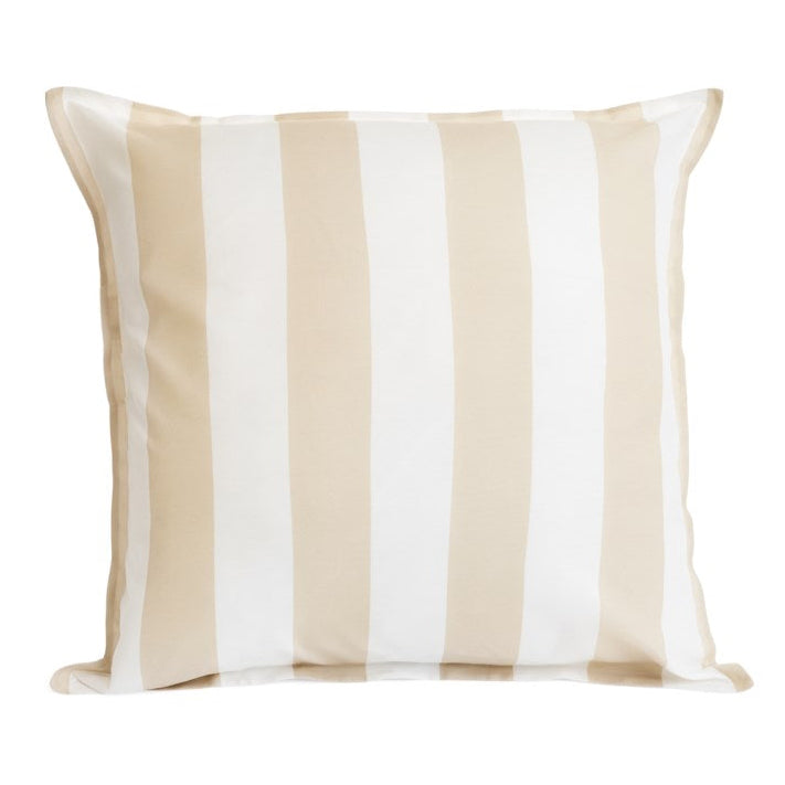 PILLOW W/BOLD STRIPES - BEIGE/WHITE