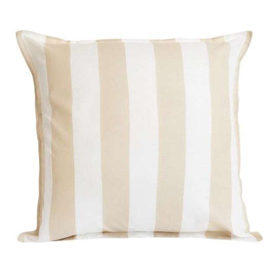 PILLOW W/BOLD STRIPES - BEIGE/WHITE