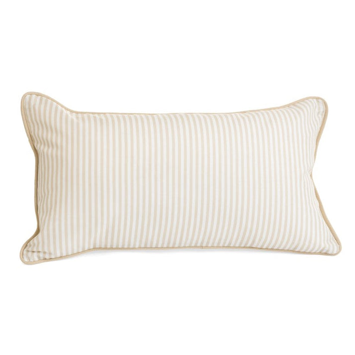 PILLOW W/THIN STRIPES - BEIGE/WHITE